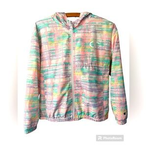 Girls champion wind breaker jacket size xl multicolor